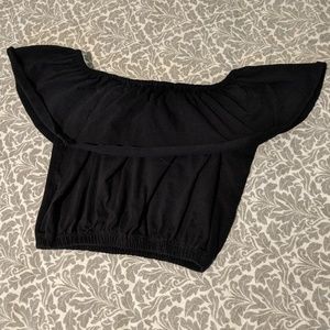 Black Crop Top Off Shoulder Spanish Style Cute Summer TNA style